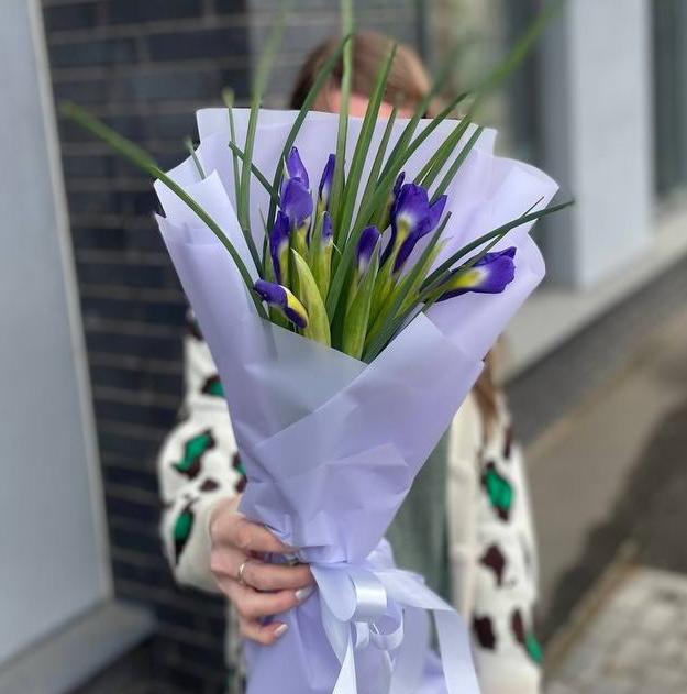 Букет из 11 синих ирисов