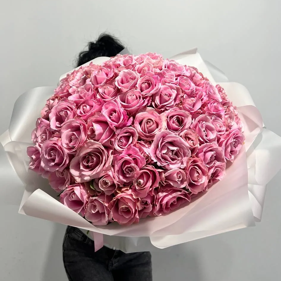 Букет "99 розовых роз 50/60 см"