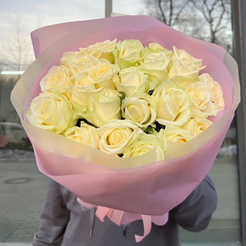 Букет "25 белых роз 40 см"