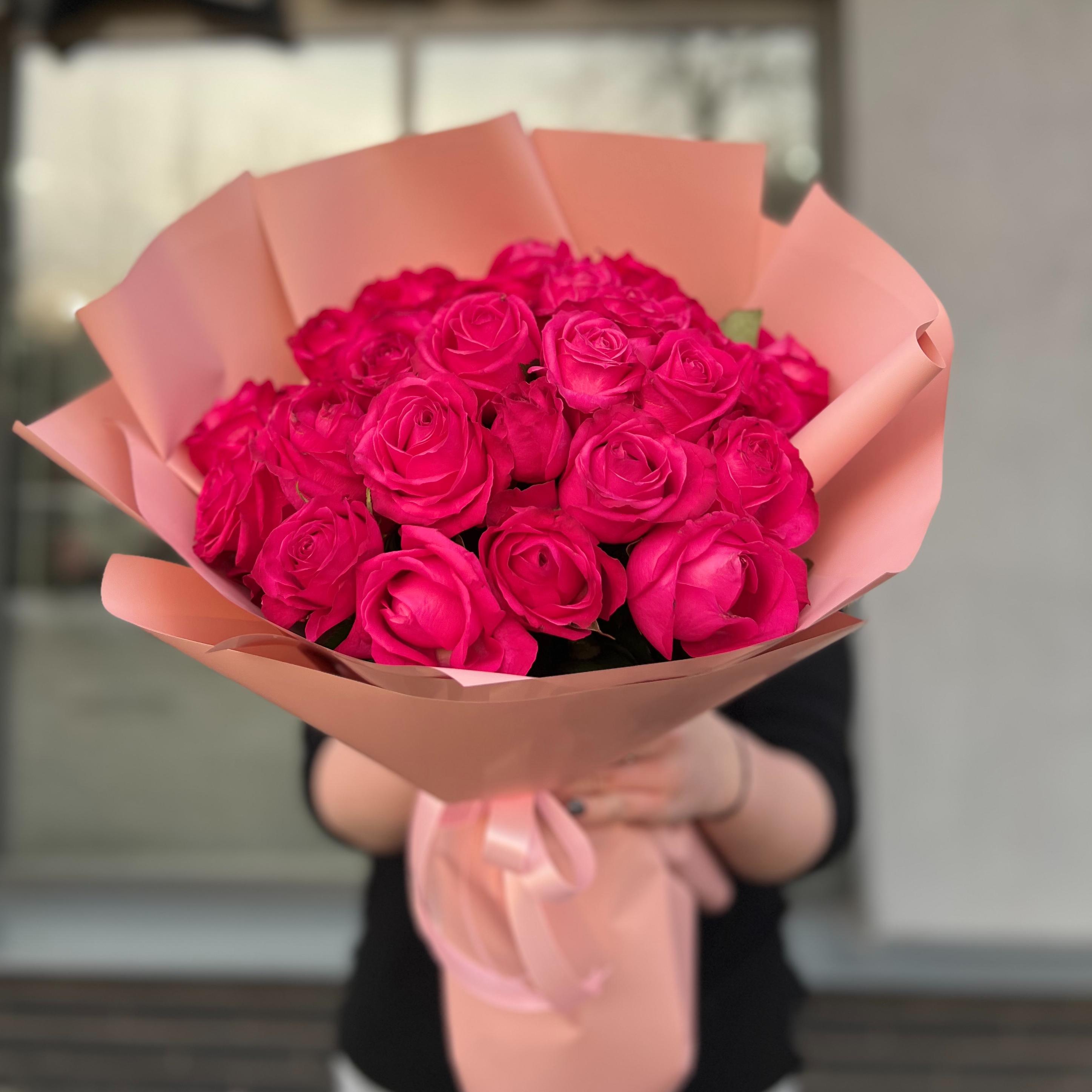 Букет "25 вишневых роз 40 см"
