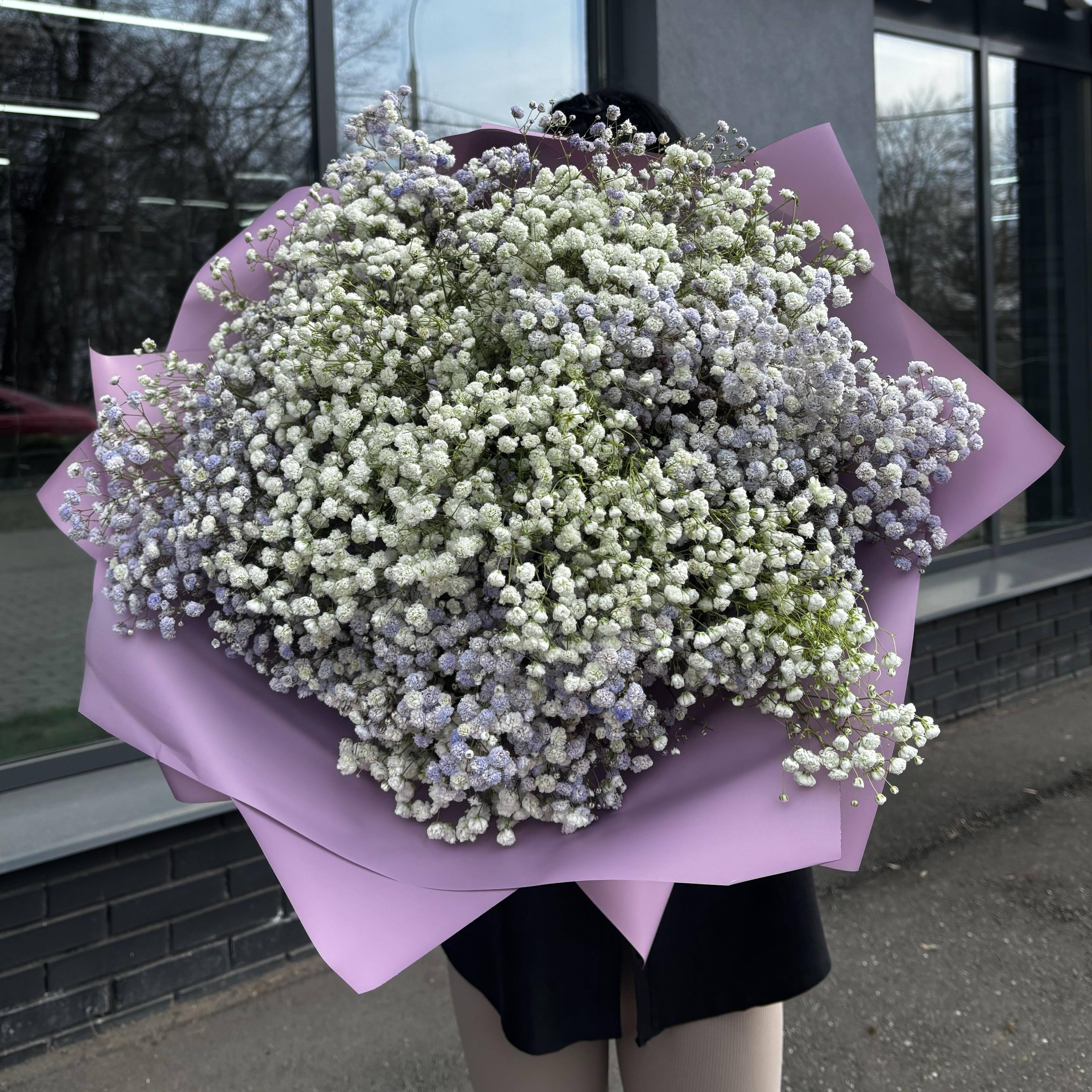 Букет "25 белых и лавандовых гипсофил"