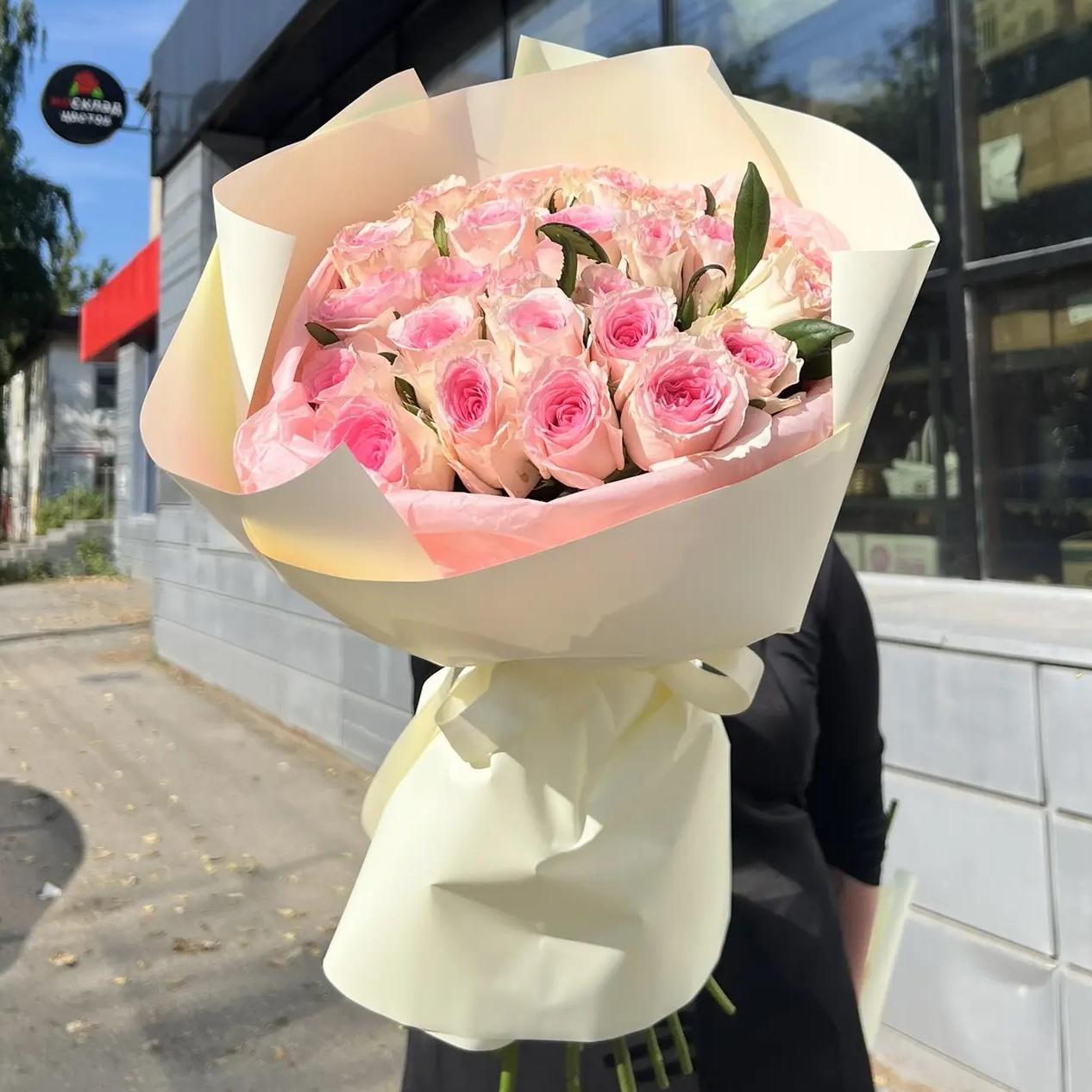 Букет "25 нежно-розовых роз 50 см"